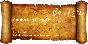 Csuhai Árpád névjegykártya